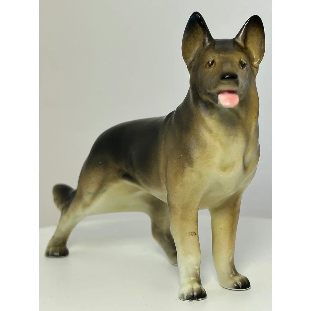 Vintage German Shepherd Dog Figurine Ceramic Japan Porcelain‎ Standing Statue